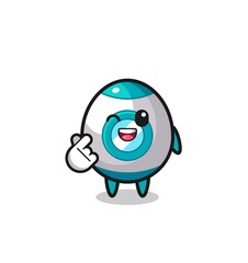 rocket character doing Korean finger heart