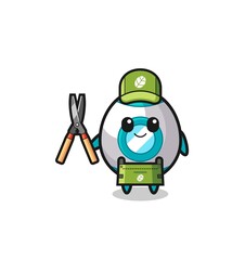 cute rocket as gardener mascot