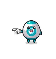 rocket cartoon with pointing left gesture