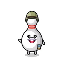 cute bowling pin as veteran cartoon