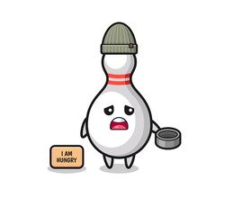 cute bowling pin beggar cartoon character
