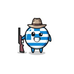 greece hunter mascot holding a gun