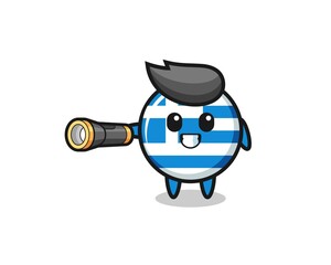 greece mascot holding flashlight