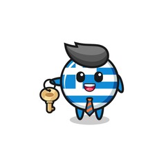 cute greece as a real estate agent mascot