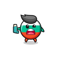 Fototapeta premium bulgaria flag mascot having asthma while holding the inhaler