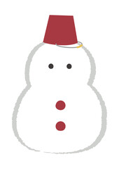 バケツをかぶった可愛いシンプルな雪だるまのイラスト
