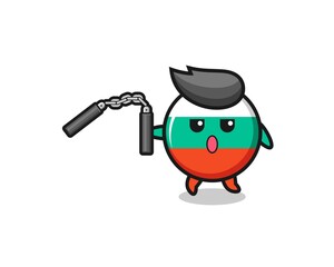 Obraz premium cartoon of bulgaria flag using nunchaku