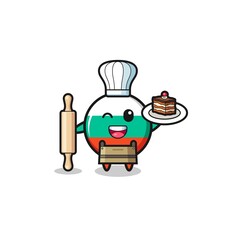 bulgaria flag as pastry chef mascot hold rolling pin