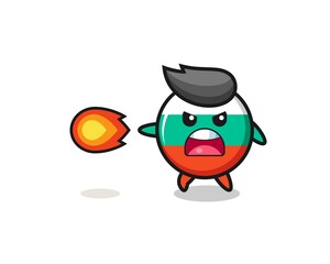 cute bulgaria flag mascot is shooting fire power