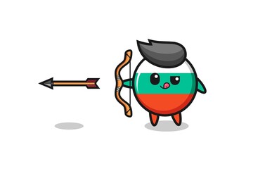 illustration of bulgaria flag character doing archery