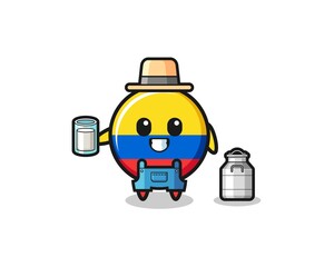 colombia flag cartoon as the dairy farmer