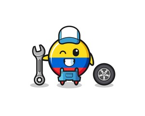 Fototapeta premium the colombia flag character as a mechanic mascot