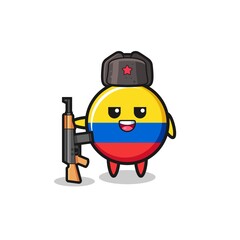 cute colombia flag cartoon as Russian army