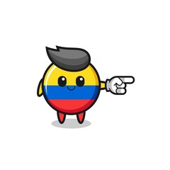 colombia flag mascot with pointing right gesture
