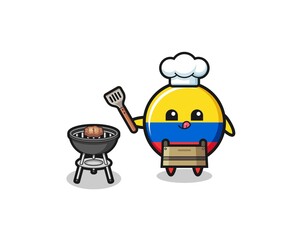 colombia flag barbeque chef with a grill