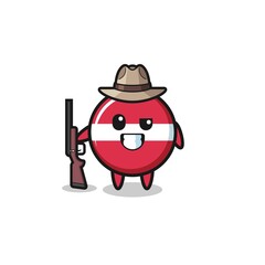 latvia flag hunter mascot holding a gun