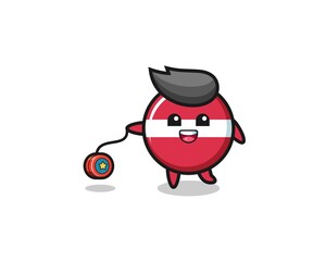 cartoon of cute latvia flag playing a yoyo