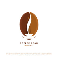 unique coffee bean logo design. coffee bean and mug vector for Cafe, restaurant, or bar logo vector.