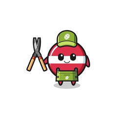 cute latvia flag as gardener mascot