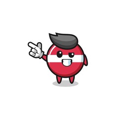 latvia flag mascot pointing top left