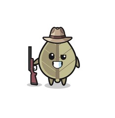 dried leaf hunter mascot holding a gun