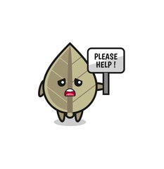 cute dried leaf hold the please help banner