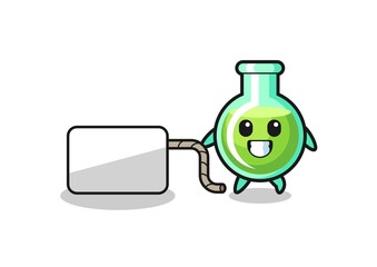 Fototapeta premium lab beakers cartoon is pulling a banner