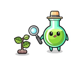 cute lab beakers herbalist researching a plants