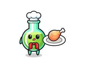 lab beakers fried chicken chef cartoon character