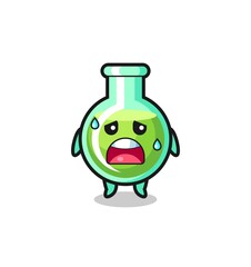 the fatigue cartoon of lab beakers