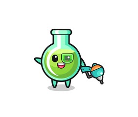 lab beakers cartoon as future warrior mascot
