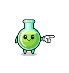 lab beakers mascot with pointing right gesture