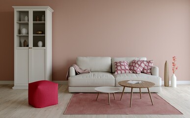 3D visualization of the living room interior.