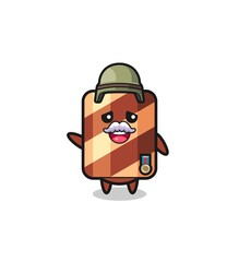 cute wafer roll as veteran cartoon