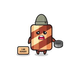 cute wafer roll beggar cartoon character