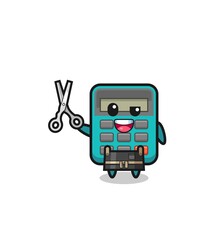 calculator character as barbershop mascot