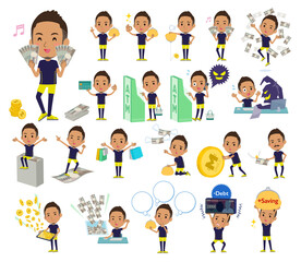 お金や経済に関するスポーツウエアを着た黒人男性のセット