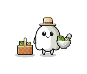 ghost herbalist cute cartoon