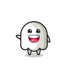 happy ghost cute mascot character