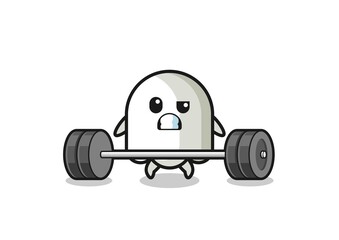 cartoon of ghost lifting a barbell
