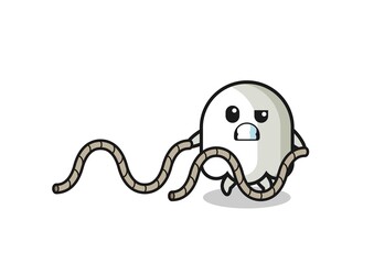 illustration of ghost doing battle rope workout
