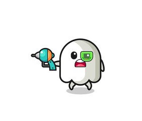 Obraz premium cute ghost holding a future gun