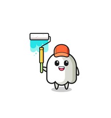 the ghost painter mascot with a paint roller