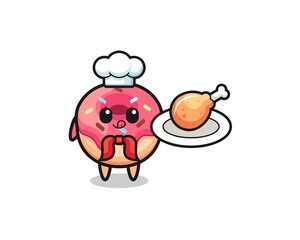 doughnut fried chicken chef cartoon character