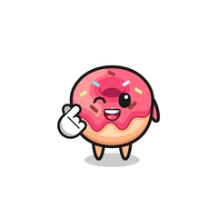 doughnut character doing Korean finger heart