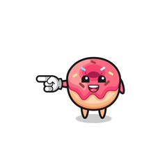 doughnut cartoon with pointing left gesture