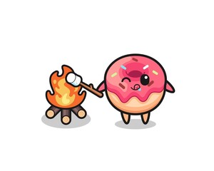 doughnut character is burning marshmallow