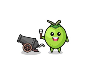 cute coconut shoot using cannon