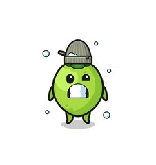 cute cartoon coconut with shivering expression