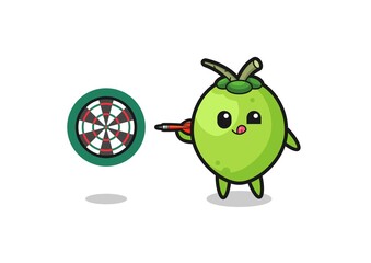 cute coconut is playing dart